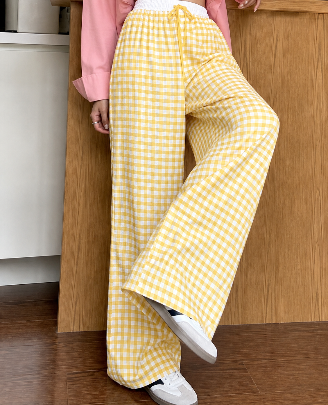 Light Yellow Gingham Trousers