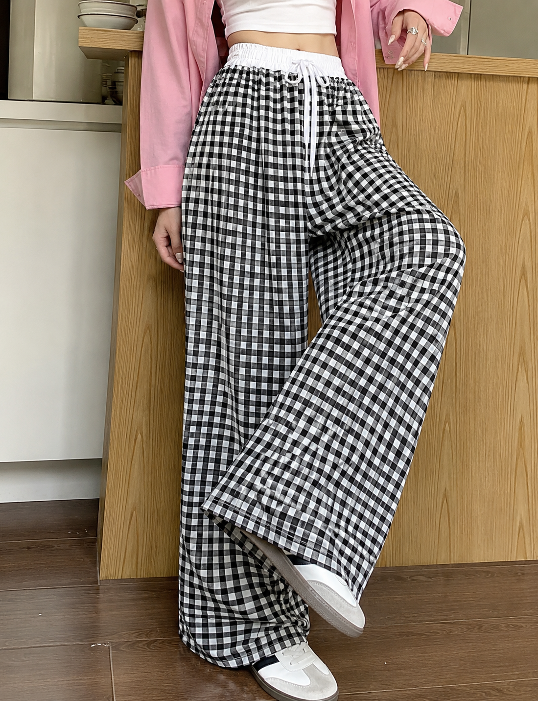 Black Gingham Trousers