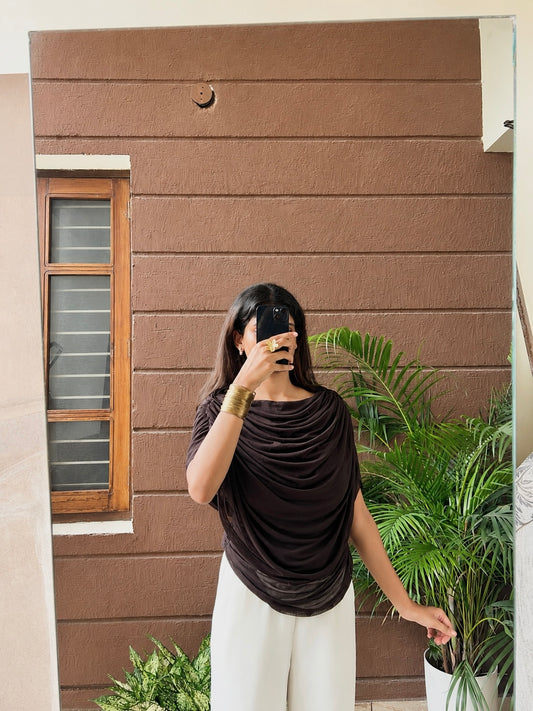 Brown wrap top
