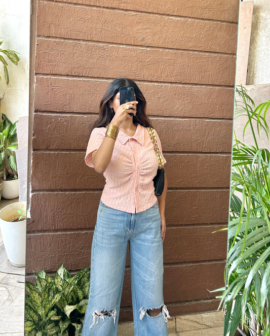 Pink ruched top