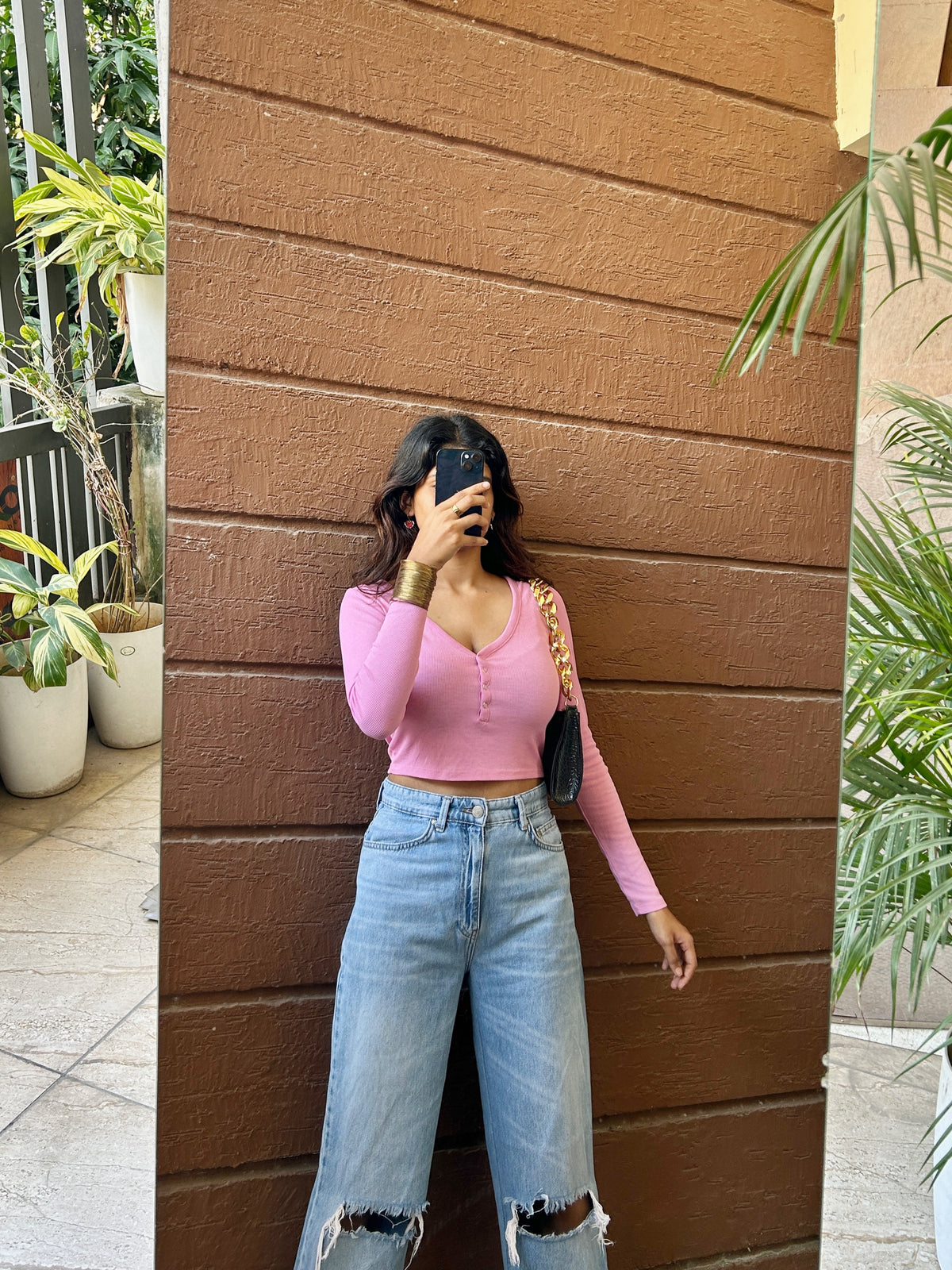 Pink basic top