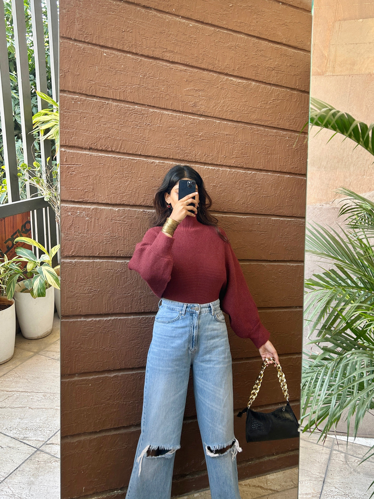 Bishop Sleeve Cropped Sweater