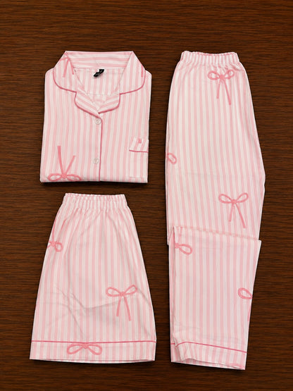 Bow nightsuit(3pc)