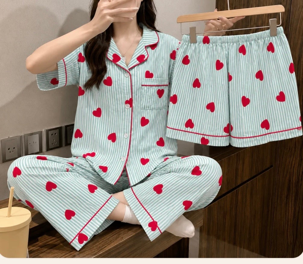 Padded Hearts Nightsuit (3pc)