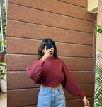 Bishop Sleeve Cropped Sweater