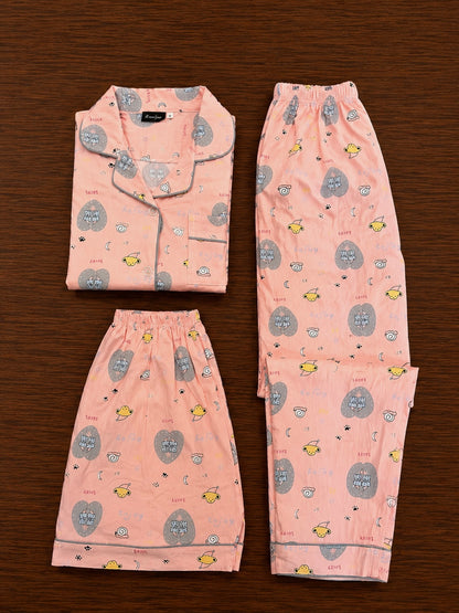 Peach Nightsuit (3pc)