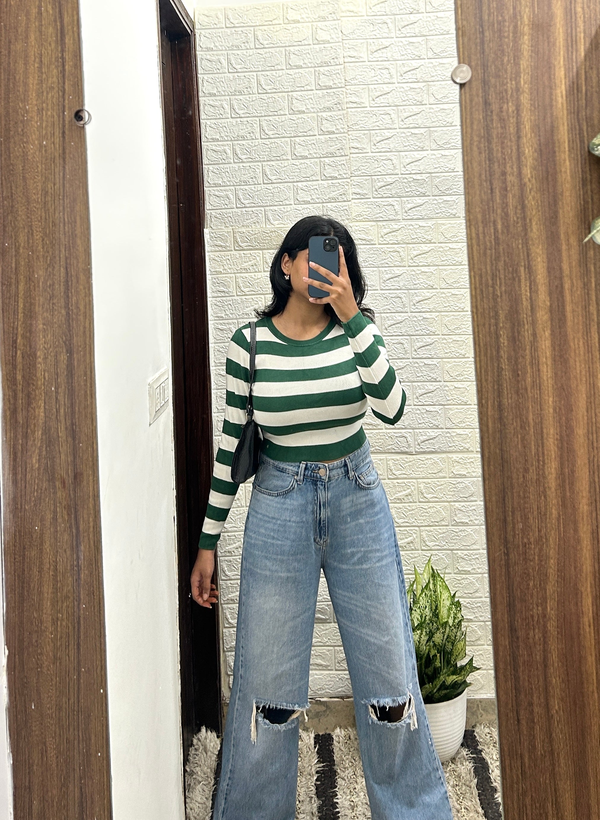 Green striped top❤️