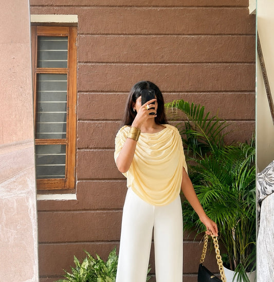 Butter Yellow Wrap Top