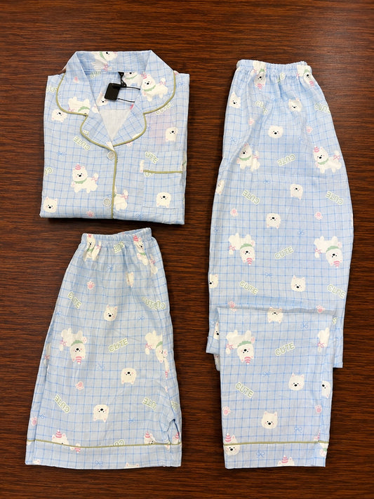 Teddy Bear Nightsuit(3piece)