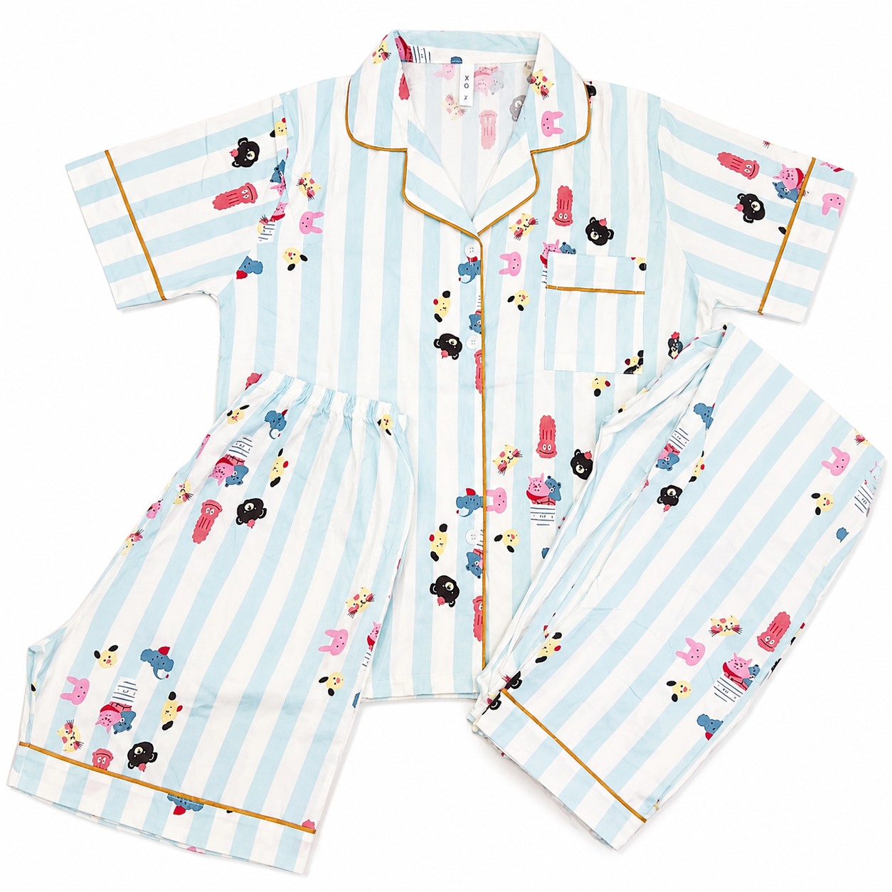 Striped Blue Nightsuit ( 3 piece )