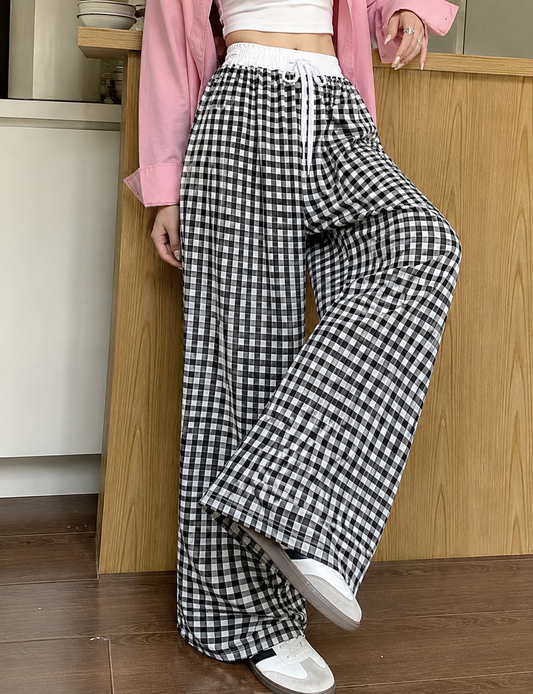 Black Gingham Trousers