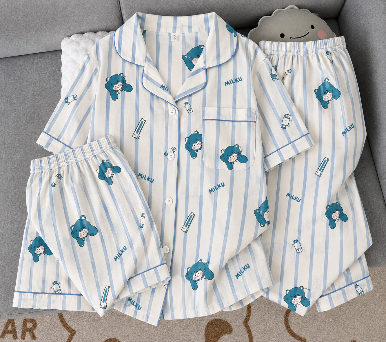 Blue striped Nightsuit(3piece)