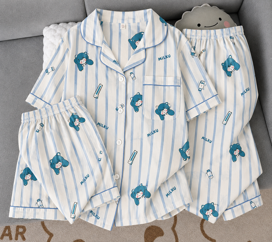 Blue striped Nightsuit(3piece)