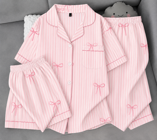 Bow nightsuit(3pc)