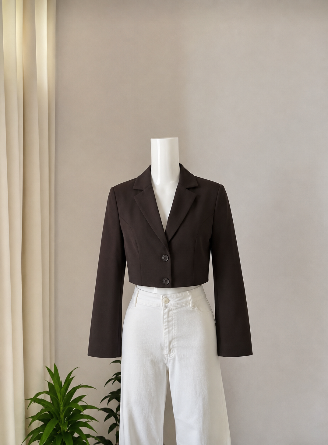 Chocolate Brown Cropped Blazer