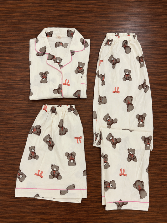 Teddy Bear Nightsuit (3piece)
