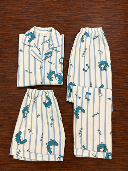Blue striped Nightsuit(3piece)