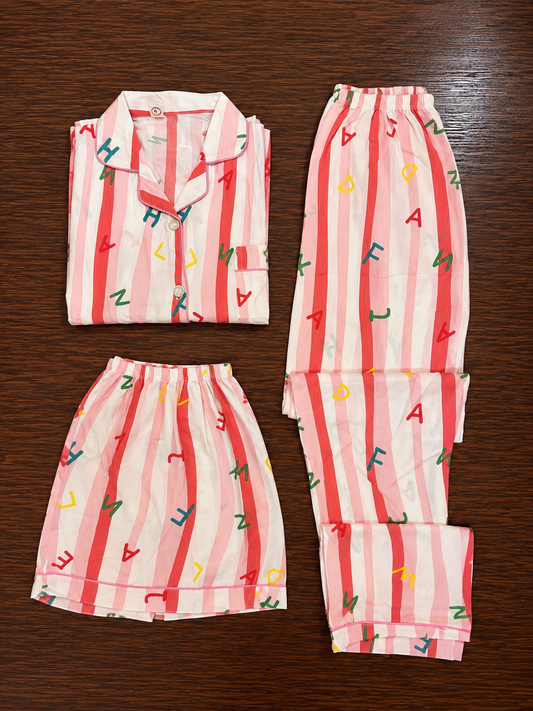 Pink Nightsuit (3piece)