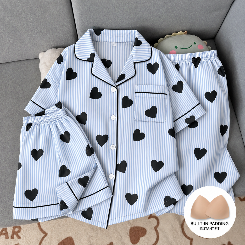 Padded Hearts Nightsuit (3pc)
