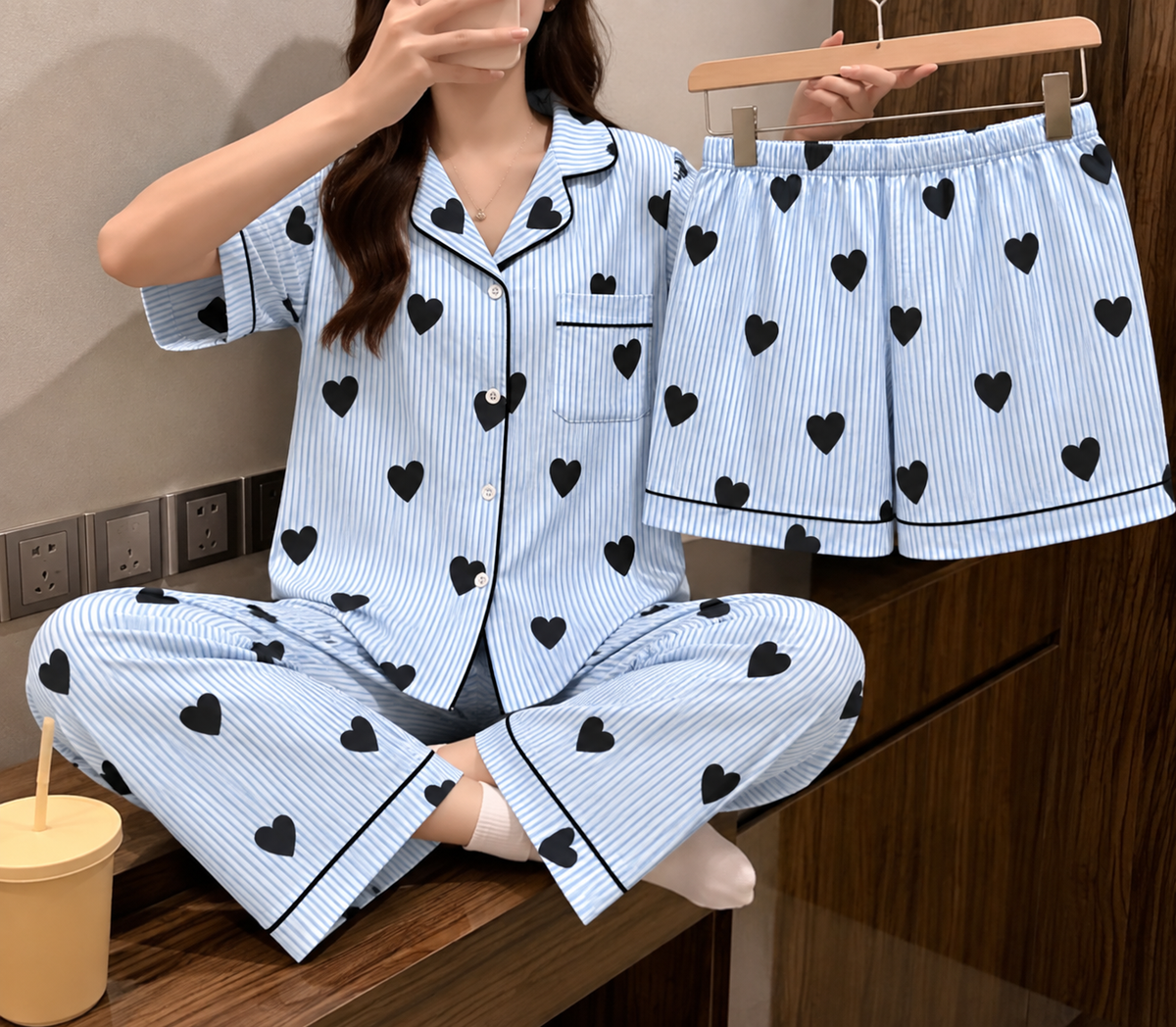 Padded Hearts Nightsuit (3pc)
